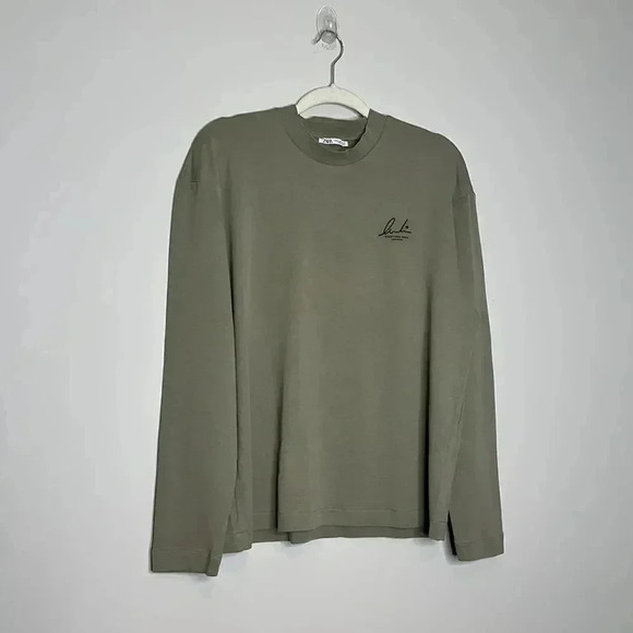 Zara Olive Green Long Sleeve Shirt - Picture 2 of 7